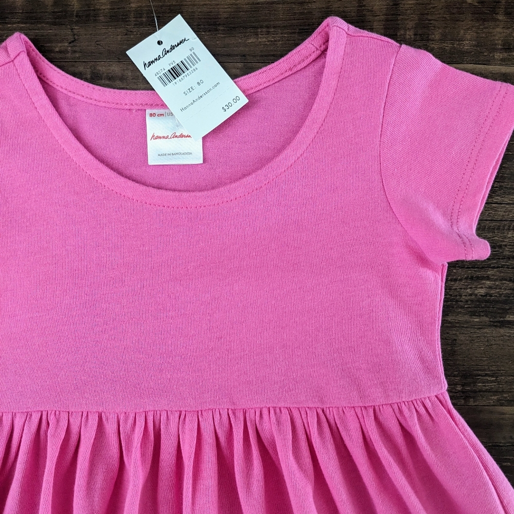 NWT Hanna Andersson Bright Basics Pink Dress